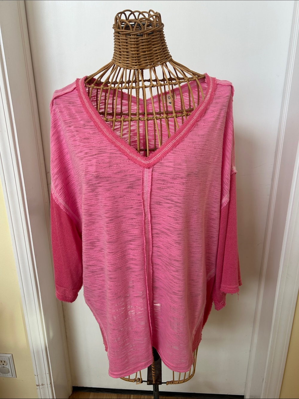 POL Pink V-Neck Lightweight Tunic Top